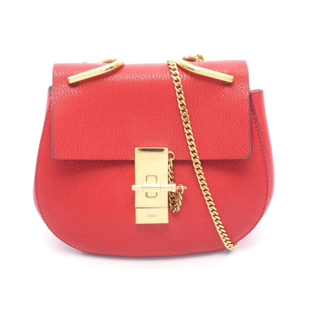 Chloe Drew Shoulder Bag Leather Red